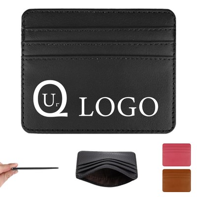 PU Leather Business Card Holder w/ 3 Card Slots