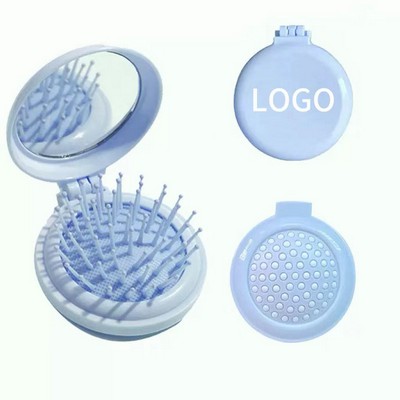 Foldable Air Cushion Hair Brush w/ Mirror