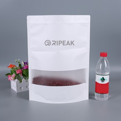11.8 x 15.8" White Kraft Paper Bags W/Window Stand Up Ziplock Resealable Pouch Coffee Bag