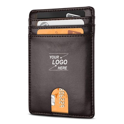 Compact PU Leather RFID Blocking Wallet and Credit Card